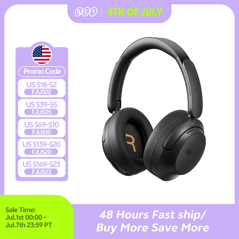 QCY H3S -56dB Adaptive ANC Over Ear Headphone Hi-Res LDAC Spatial Sound Wireless Earphone Bluetooth 6.0 Dual Driver 102H Headset